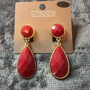 Chico's Red and Gold Drop Earrings